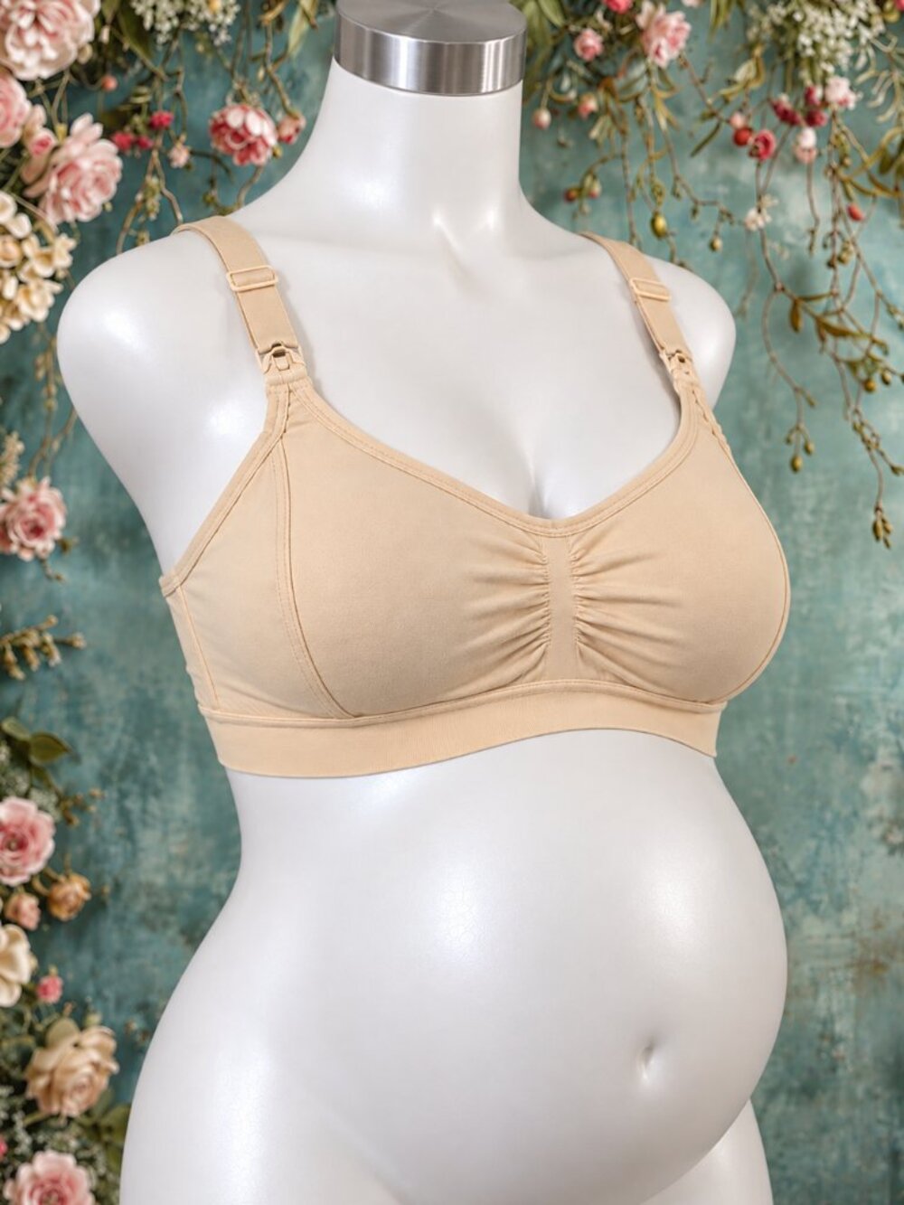Momcozy 3-Pack Maternity Nursing Bras w/ Pads Black Gray Beige Size M NWT
